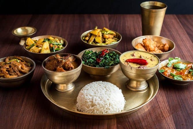 Traditional Nepali street food in Kathmandu market